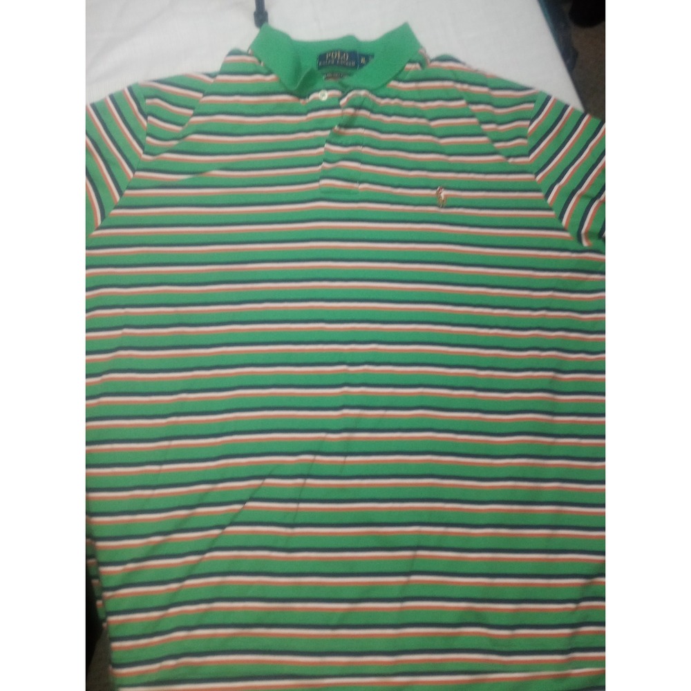 Polo‎ Ralph Lauren Pima Soft Touch XL Greem, Orange Striped 1/4 Button